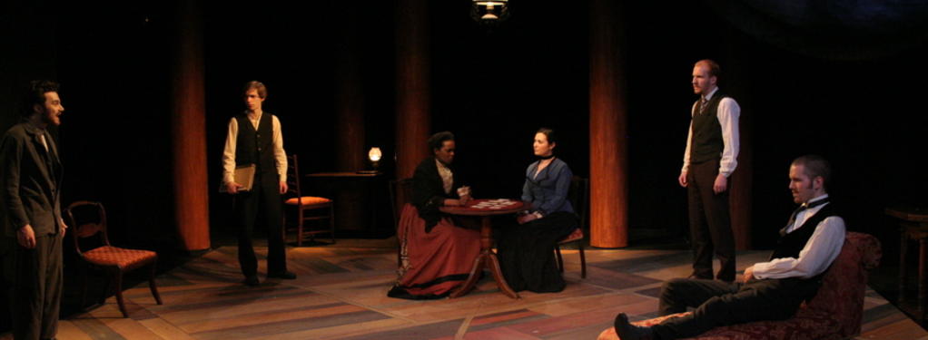 Photograph from Barbarians - lighting design by Charlie Lucas
