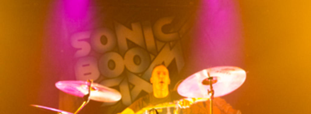 Photograph from Sonic Boom Six - lighting design by Hayden Borgars