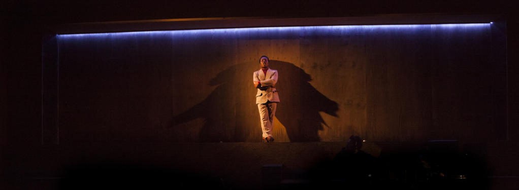Photograph from Barbarians - lighting design by Matthew Leventhall