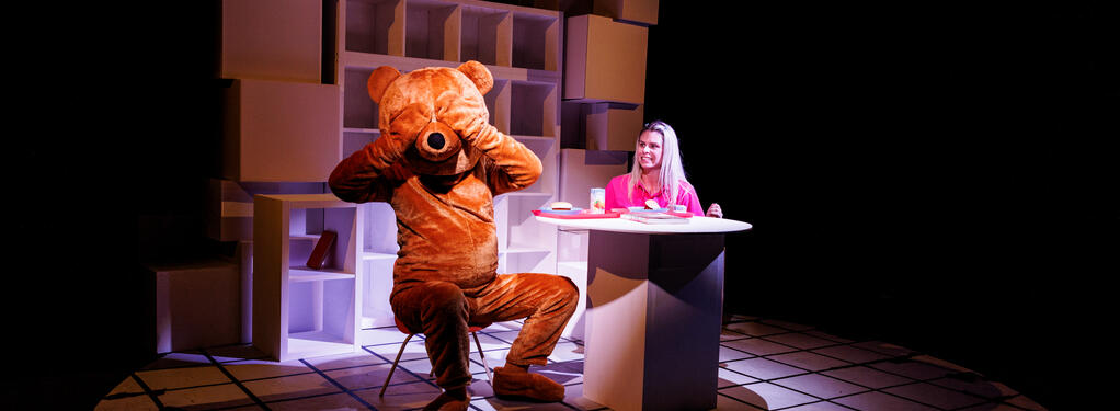 Photograph from The Apocalypse Bear Trilogy - lighting design by Alex Lewer