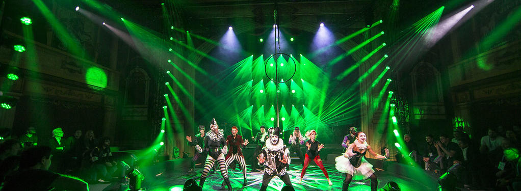 Photograph from Cirque Robe - lighting design by Andy Webb