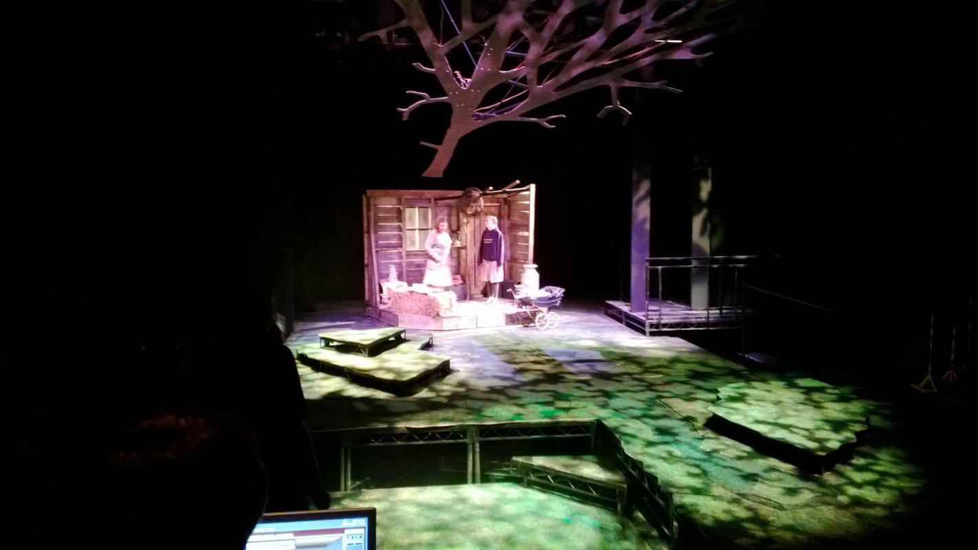 Photograph from Blue Remembered Hills - lighting design by Nigel Lewis