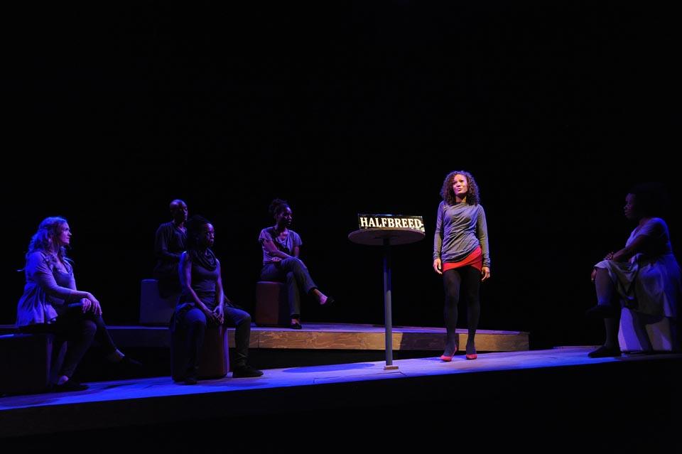Photograph from Crowning Glory - lighting design by Chloe Kenward