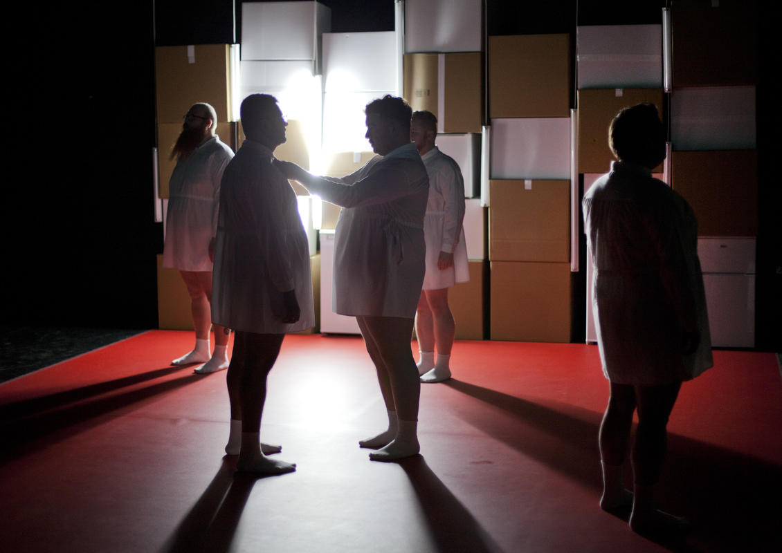 Photograph from Fat Blokes - lighting design by Marty Langthorne