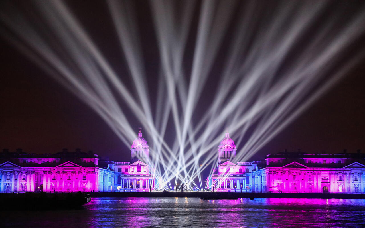 Photograph from New Years Eve 2022 - lighting design by Durham Marenghi