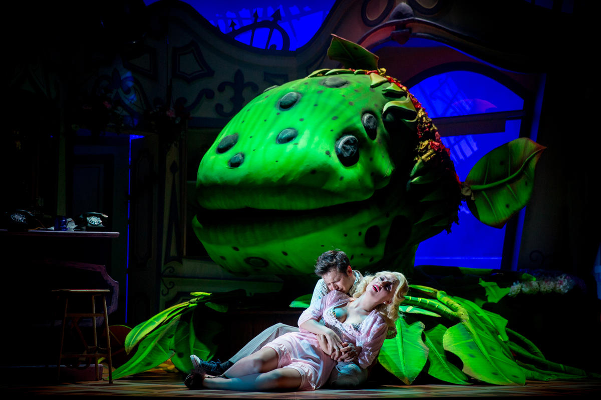 Photograph from Little Shop of Horrors - lighting design by Charlie Morgan Jones