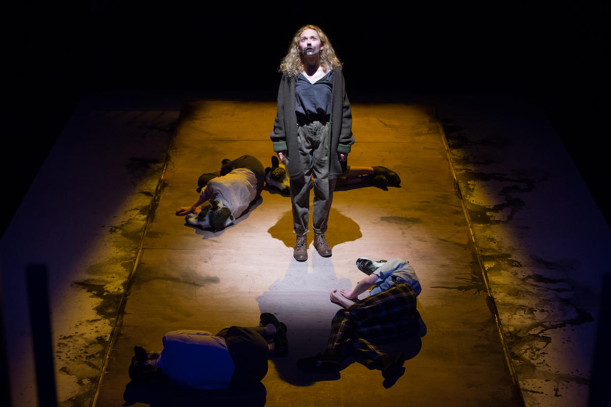 Photograph from St Joan of the Stockyards - lighting design by James Harrison