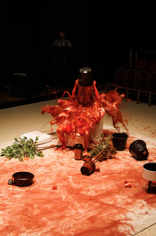 Photograph from Blood Show - lighting design by Joshua Gadsby