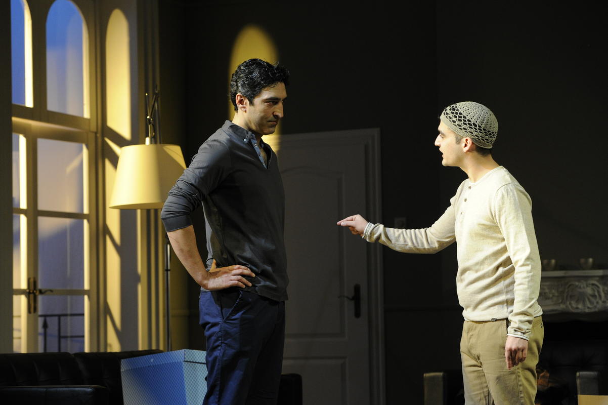 Photograph from Disgraced - lighting design by Christopher Withers