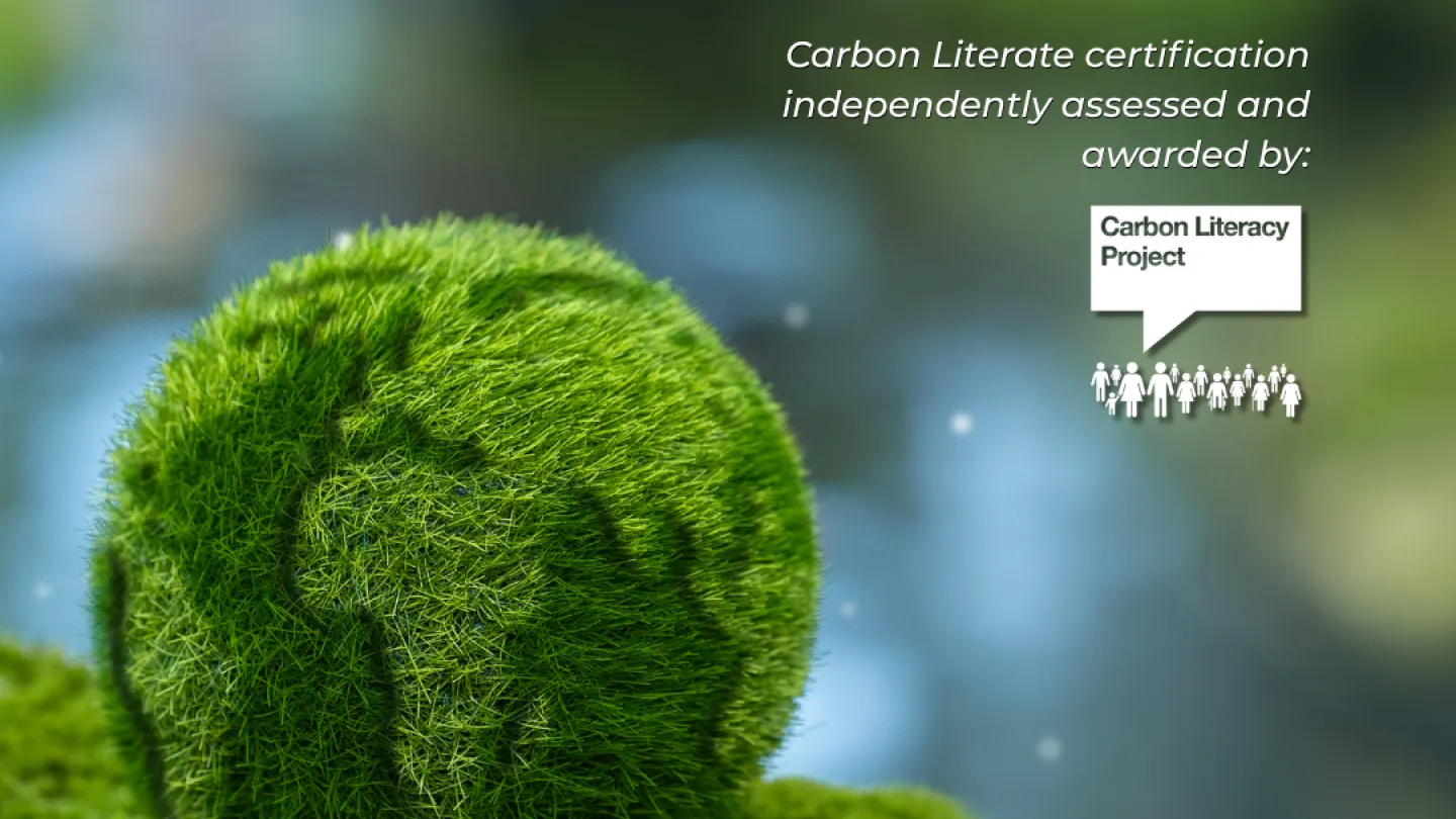 small poster witih PLASA logo and picture of green hedge and green globe