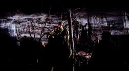 Photograph from For King and Country - lighting design by Robbie Butler