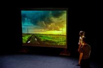 Photograph from Ours was the Fen Country - lighting design by Malcolm Rippeth