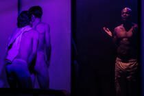 Photograph from Fucking Men - lighting design by Alex Lewer
