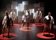 Photograph from Fat Blokes - lighting design by Marty Langthorne