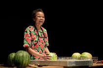 Photograph from As British As A Watermelon - lighting design by Phil Buckley