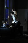 Photograph from Disgraced - lighting design by Christopher Withers