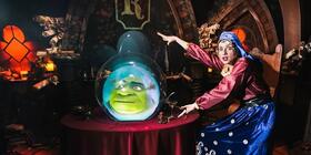 Photograph from Shrek's Adventure London - lighting design by Dave Lascaut