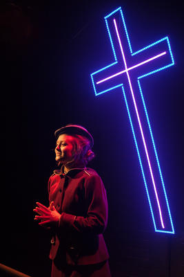 Photograph from St Joan of the Stockyards - lighting design by James Harrison